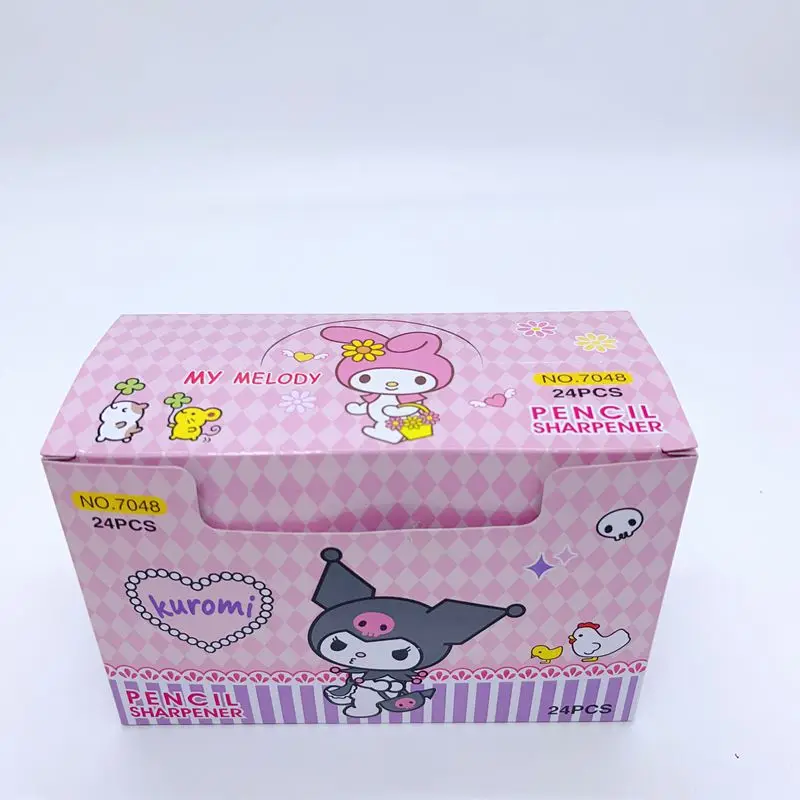 24pcs Sanrio Pencil Sharpener Kawaii Kuromi Cinnamoroll Melody Student Double-hole Pencil Sharpener Stationery School Supplies