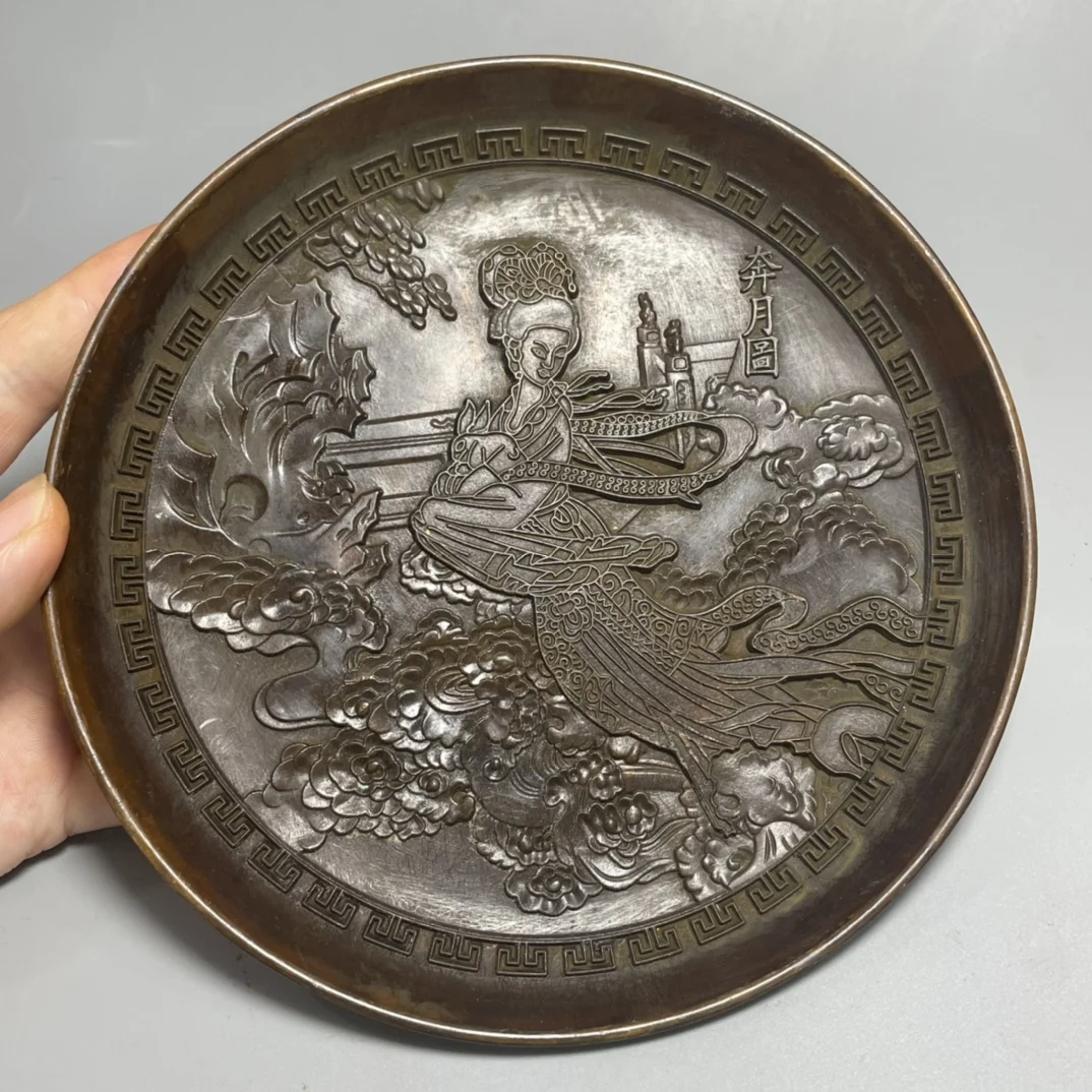 大きな-fushoulu-デスクトップ装飾研究金箔嫦娥月に飛ぶ貔貅プレート古いティーカップトレイオフィス
