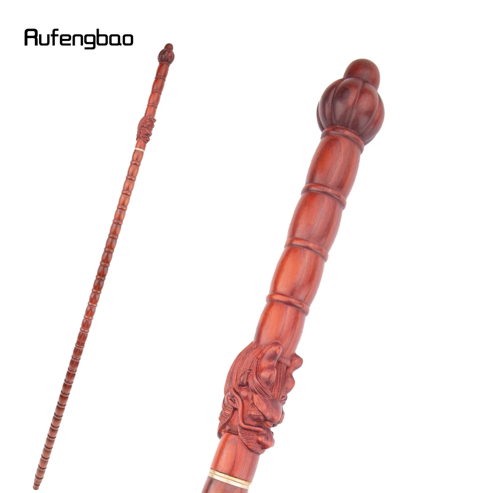 Red Round Wooden Bamboo Joint Walking Stick Decorative Cospaly Party Wood Walking Cane Halloween Mace Wand Crosier 124cm