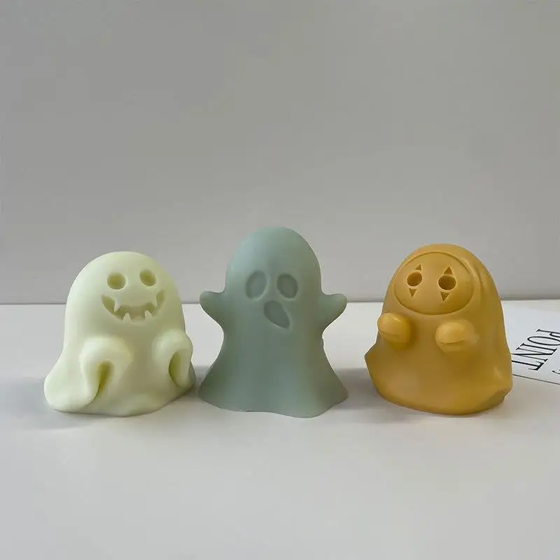 Halloween Ghost Candle Silicone Molds Candle DIY Resin Mold Concrete Plaste Ghost Festival Party Fun Scented Candle Decoration