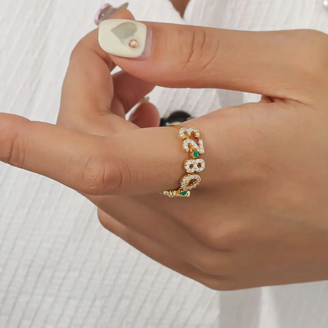 

Custom Zircon Rings Birth Date Personalized Birthstone 3D Rings Year Rings Luxury Women's Jewelry Birthday Gifts For Her
