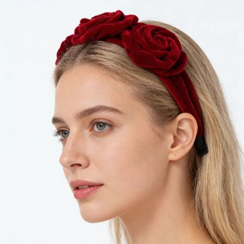 

Korean Multi Layer Gold Velvet Floral Hair Hoop Daily Wash Face Sweet Headband Women Hair Accessories and Headwear
