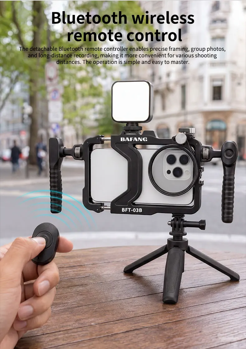 Universeller Smartphone-Videokäfig mit Griffen, 67mm Filteradapter-Rig mit Black Mist für iPhone 17 16 Pro Max Samsung S26 – Detail 8