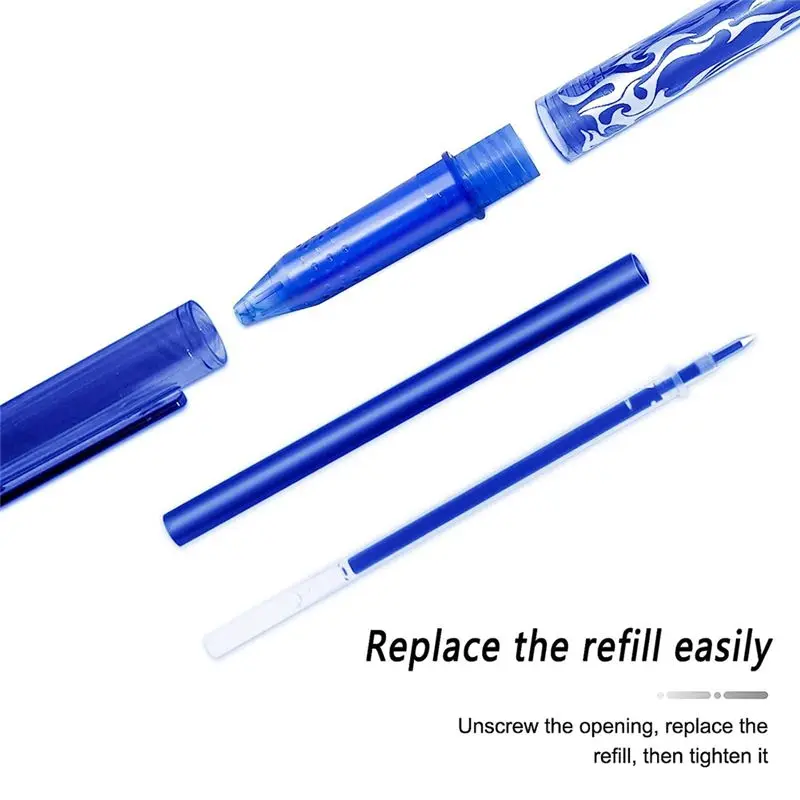 Top Sale Erasable Ballpoint Pen, 12 Pcs Blue Eraser Pen, 0.5mm Refillable Eraser Pen, Rollerball Erasable