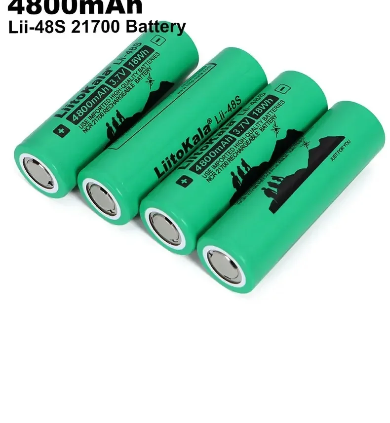 4PCS LiitoKala New Lii-48S 3.7V 4800mAh 21700 Li-lon Rechargeable Battery 9.6A Power 2C Rate Discharge Ternary Lithium Batteries