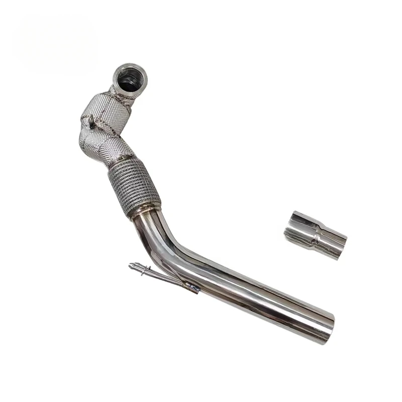 High Performance 304 Stainless Steel Car Racing Exhaust Down Pipe for VW Golf MK8 GTI Catless Downpipe With Heat Shield