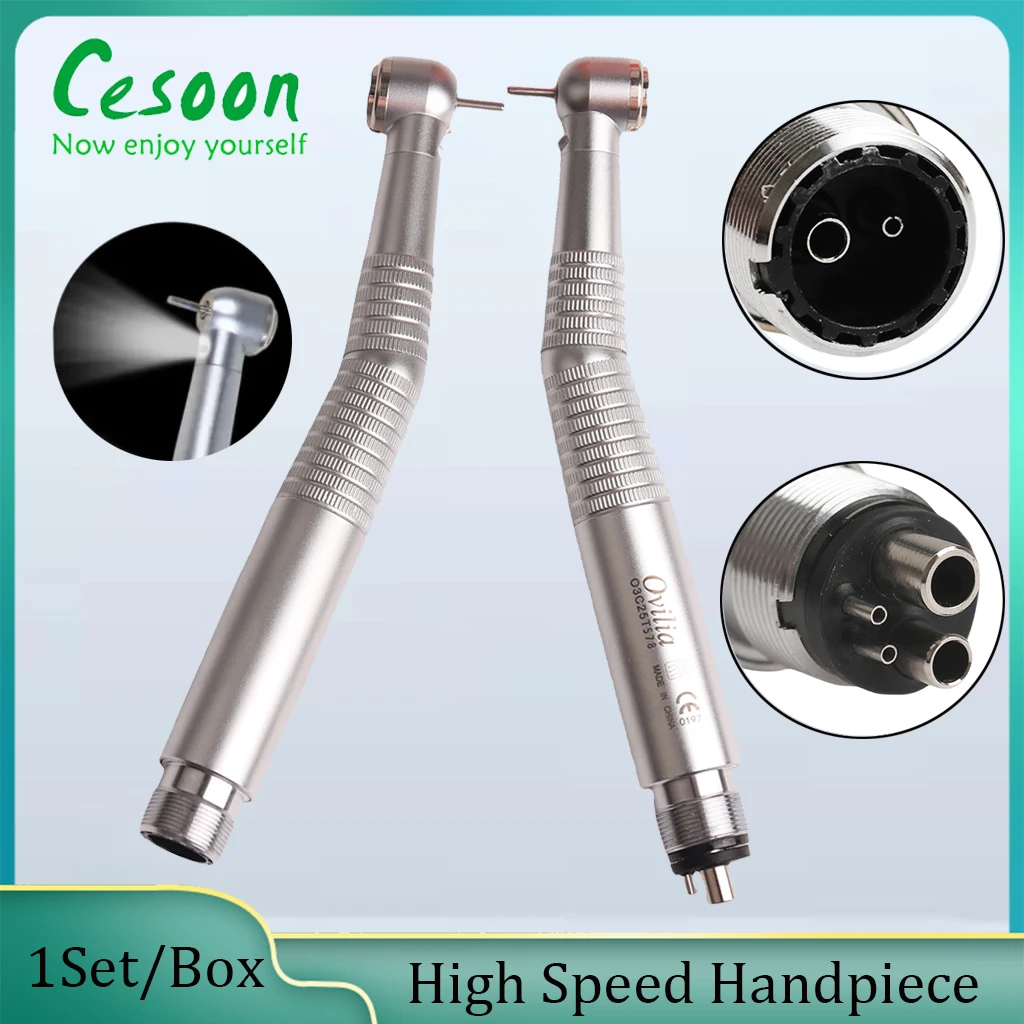 

Dental Handpiece High Speed Triple Water Spray Large Torque Head Push Button Good Quality With LED 2/4 Holes Dentistry Equipment