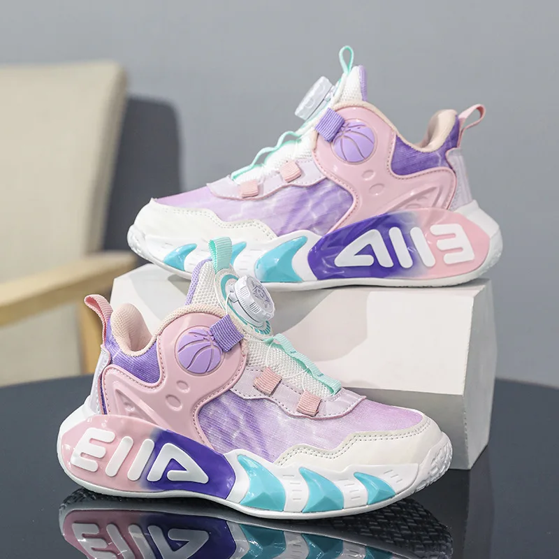 

Girls' Shoes Spring and Autumn 2024 New Children's Sports Basketball Shoes Medium and Large Children's Non-slip Running Shoes