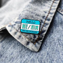 New Social Series Enamel Square Brooch Hello He/Him She/Her They/Them She/They Are My Pronouns Lapel Pins