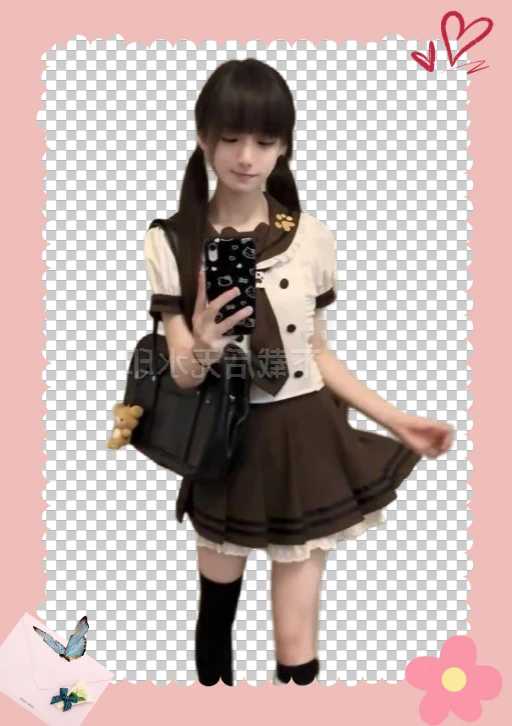 

College Style Sweet Cute Girl JK Uniform Suit Summer Navy Collar Short-sleeved Shirt Top and Short Pleated Skirt Two Piece Set