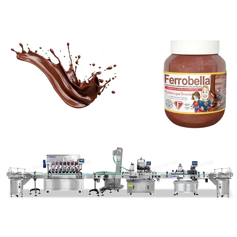 Explosion Proof Piston Pump 8 Heads Chocolate Spread Liquid Heating Filling Machine