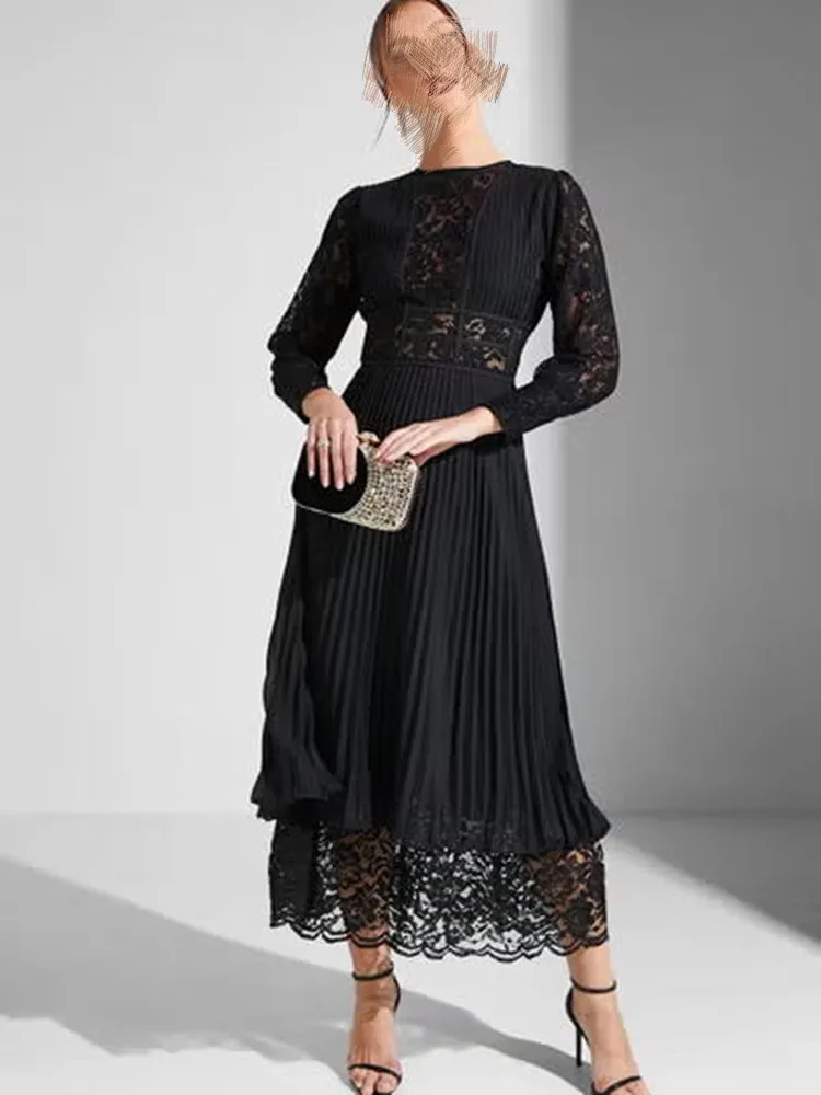 

Black Evening Dresses Chiffon Elegant Party Dresses 2024 Lace Full Sleeve Prom Dresses Cocktail Prom Gown New فساتين الحفلات