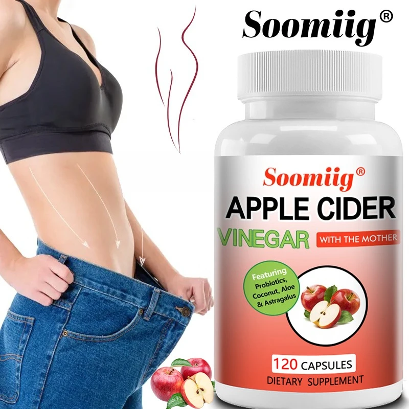 Cápsulas de vinagre de cerdito de manzana: mejore la digestión, la energía, la supresión del apetito, la gestión del peso, la quema de grasa, la gestión del peso