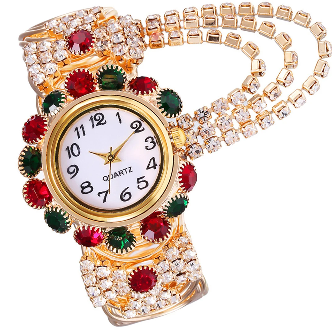 Luxury Women's Watches Gold Bangle Quartz Watch Hollow out Diamond Alloy Strap Ladies Bracelet Dress Wristwatch Clock