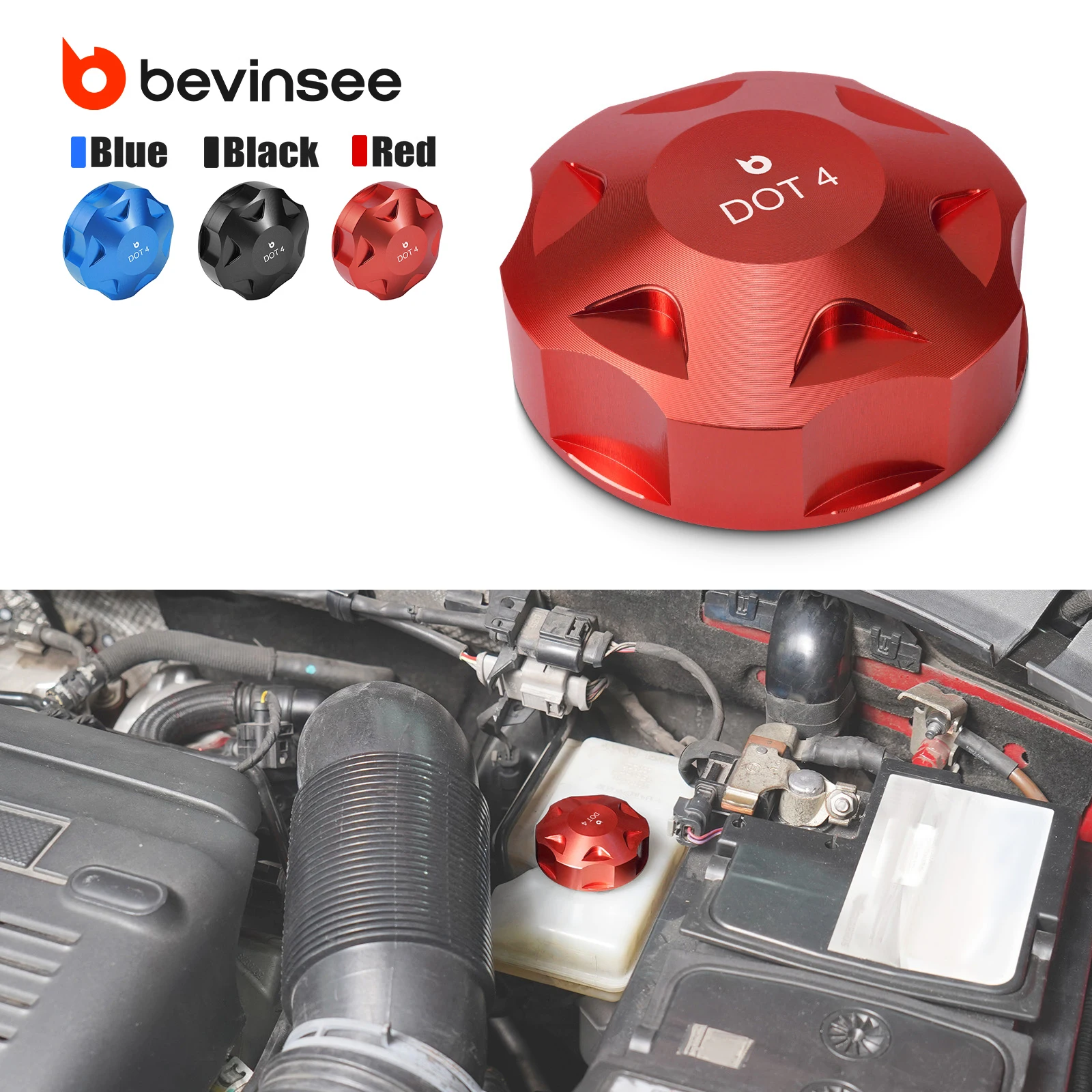 BEVINSEE Brake Fluid Reservoir Cap for VW for Golf 7 GTI for Golf MK7 MK6 MK5,for Audi A3 S3 TT Q5 A4 A5 A6,for SEAT Leon 5F