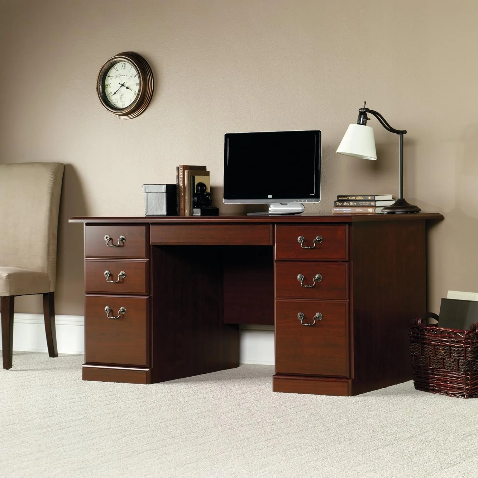 US Heritage Hill Computer Desk, Classic Cherry finish