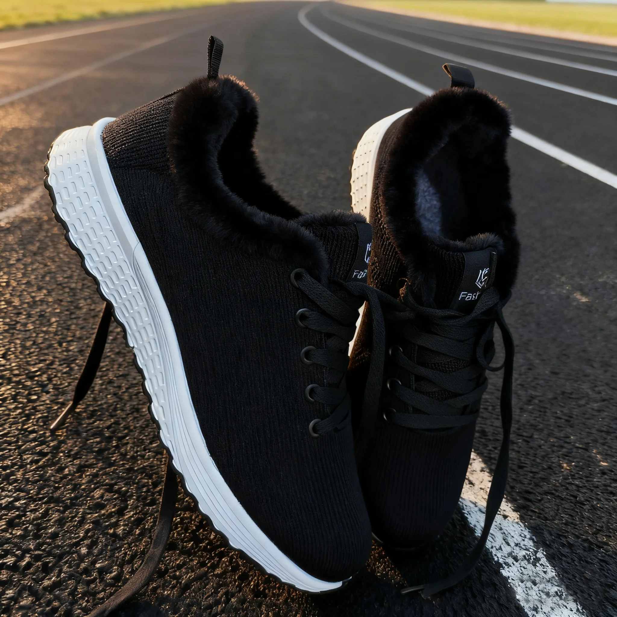 Zapatos planos para caminar de felpa de moda de invierno, zapatos deportivos, zapatos casuales para mujer