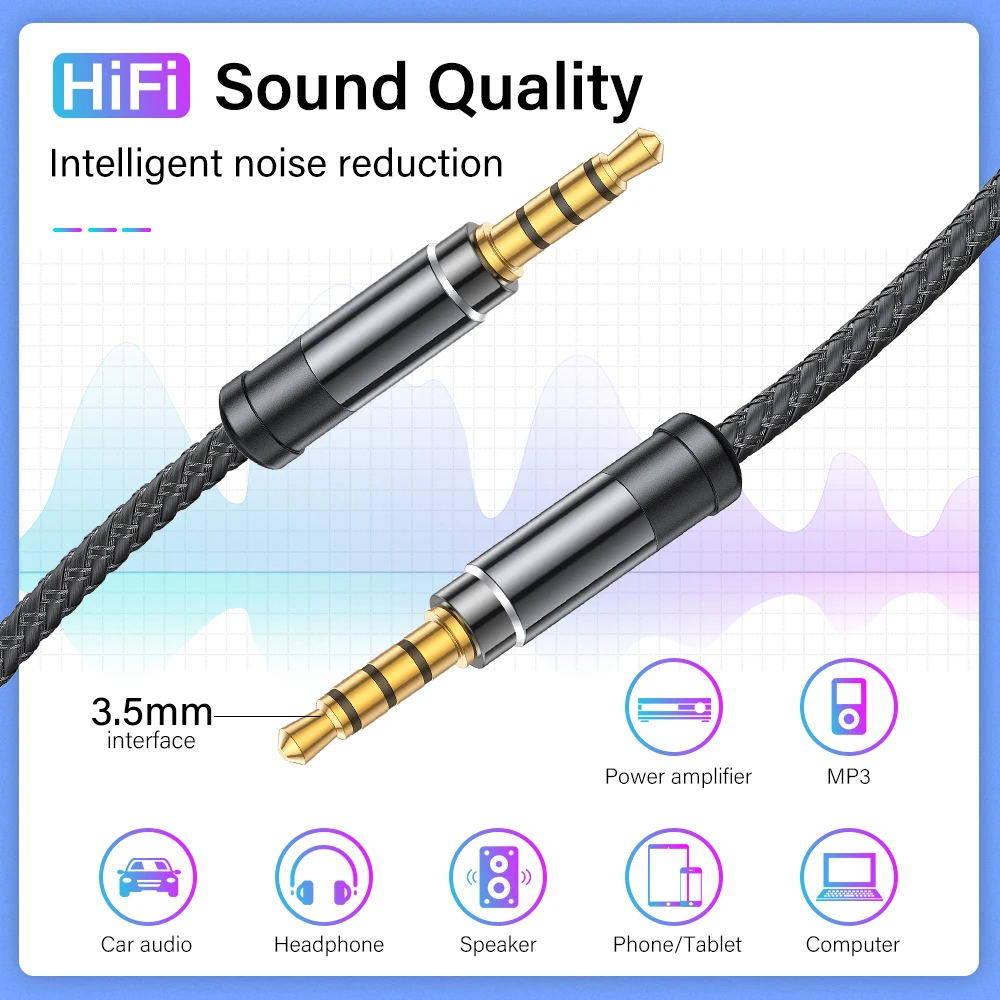 Nephy 3.5mm To 3.5 mm Jack Audio Cable For Samsung Xiaomi Huawei Car Headphone MP3 Speaker Computer Extension HIFI Aux Cable 3m image 3