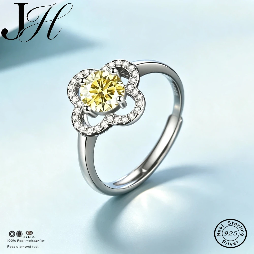 JOIAS HOME moissanite Silver S925 1ct D Colorful Women's Gem Ring, Elegant and Fashionable Anniversary Gift First Choice