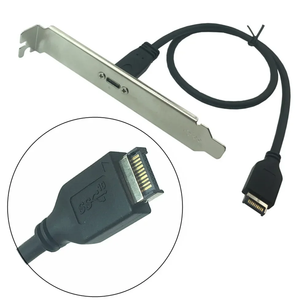 USB 3.1 Front Panel Header to USB-C Type-C Female Extension Cable 50cm with Panel Mount Screw