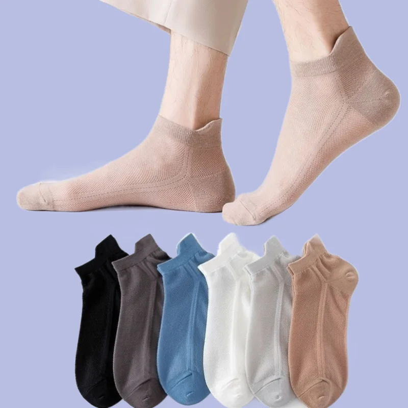 Calcetines deportivos de algodón para hombre, calcetín desodorante con fondo de malla, absorbente del sudor, transpirable, estilo informal, novedad de verano, 6/12 pares