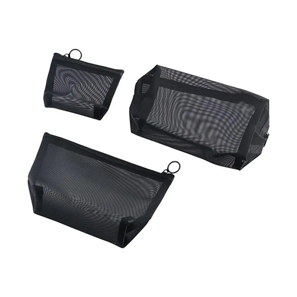 Black Transparent Mesh Package Handbags Toiletry Pouch Wash Pouch Cosmetic Pouch Storage Bags Makeup Bags Bathing Bags