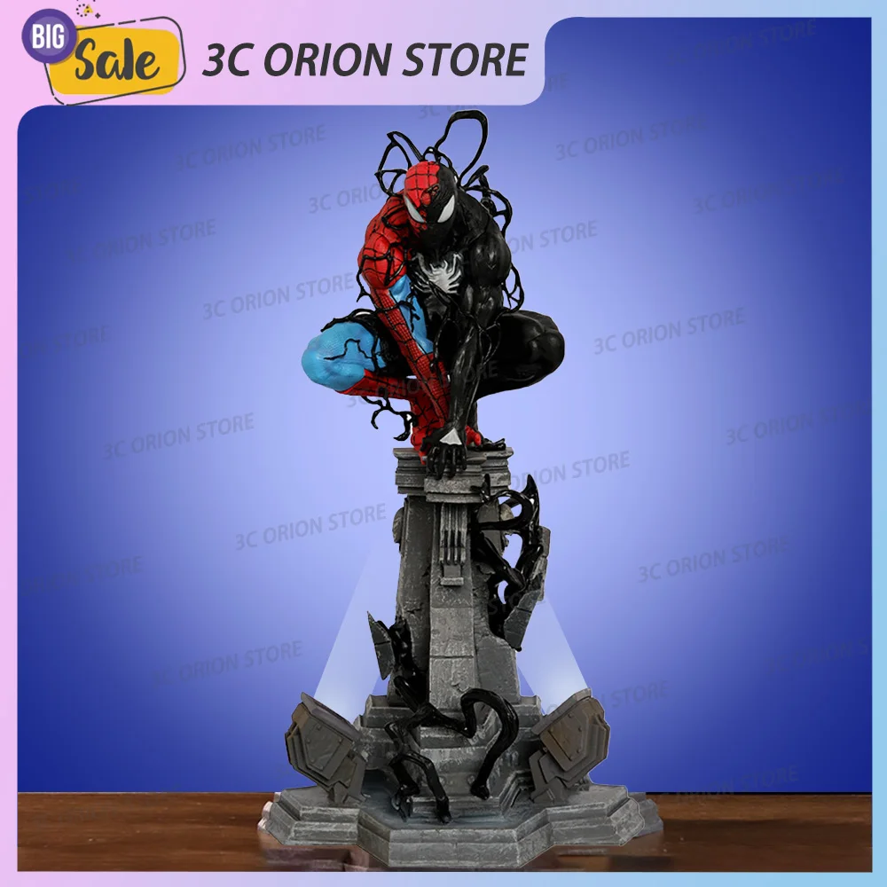 38cm Marvel Comics Figure Venom Spider Man Movie Symbiote Peripheral Can Emit Light Ornament Collection Toy Desktop Display Gift