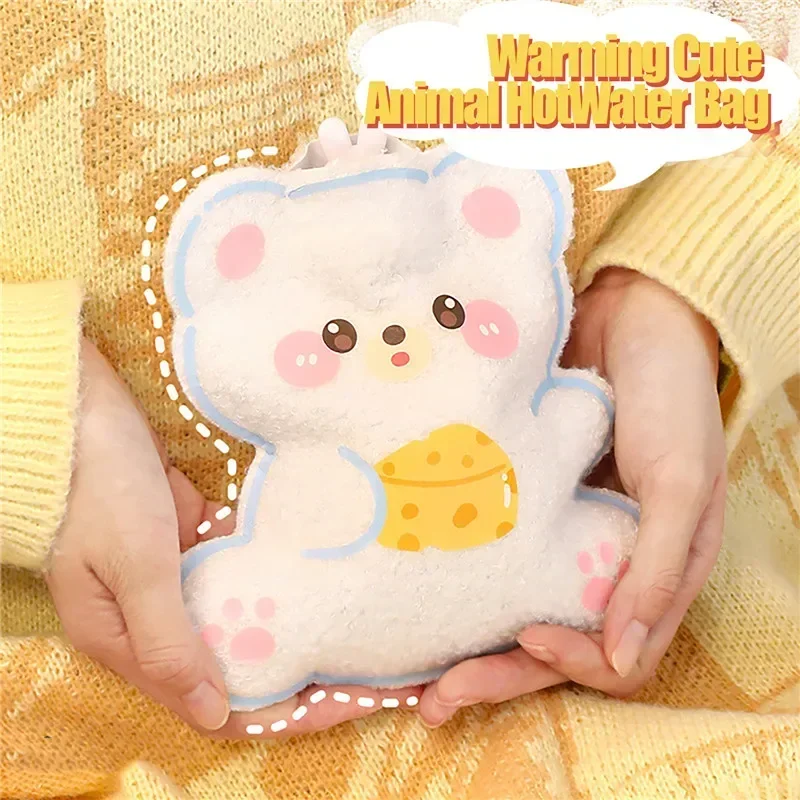 350ML Cute Warm Water Bag Hot Water Bottle Water Injection Plush Mini Portable Student Hand Warmer Mini Winter Hand Warmer