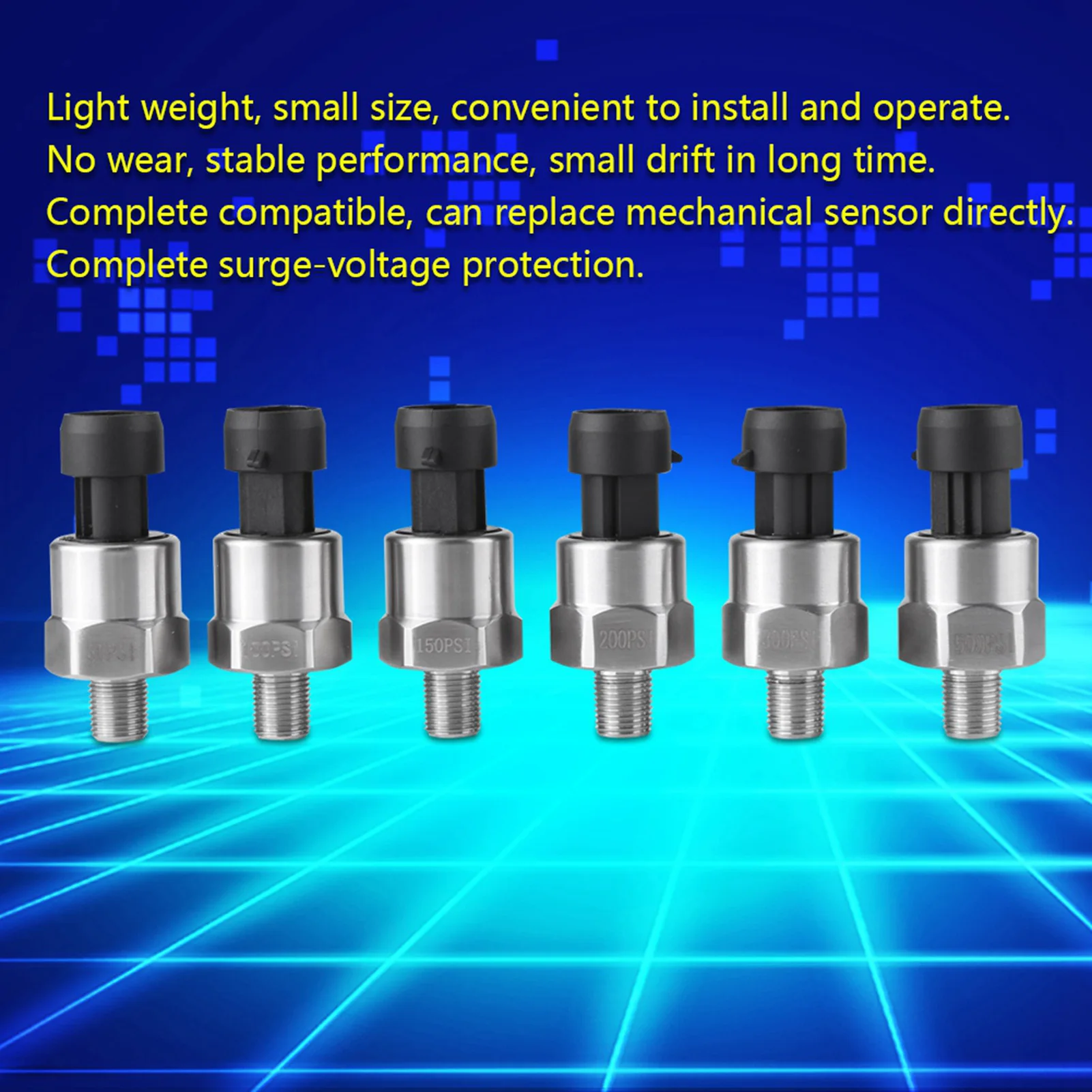 Image of Drucksensor 1/8NPT Gewinde Edelstahl Druckmessumformer Sensor für Öl Kraftstoff Luft Wasser