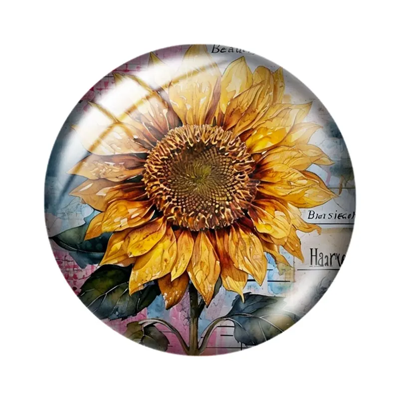 Vintage Flowers  12/18/20/25mm glass cabochon  bracelet pendant rings for jewelry demo earrings back Making findings image 6