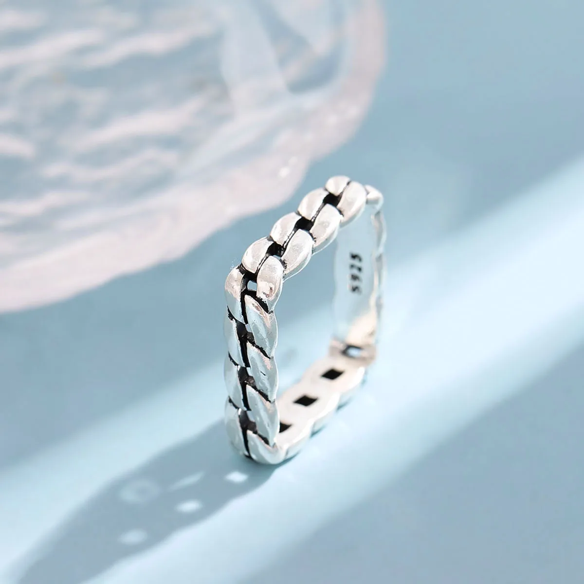 Neue Retro Beliebte Persönlichkeit Kette Geformt 925 Sterling Silber Schmuck Geometrische Twist Exquisite Frauen Ringe R196