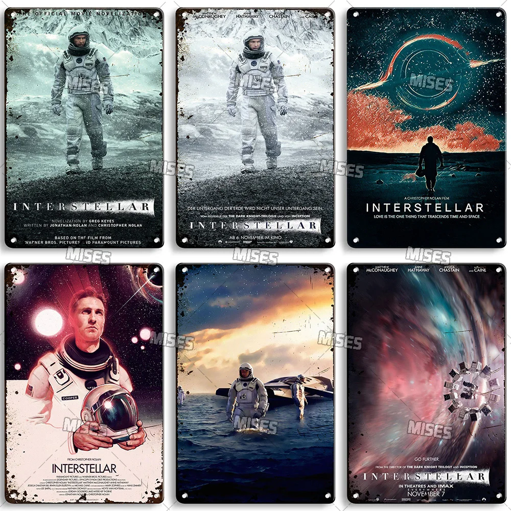 MISES Movie Interstellar Metal Plate Vintage Metal Tin Sign Retro Metal Plaque Man Cave Home Garden Metal Sign Industrial Decor