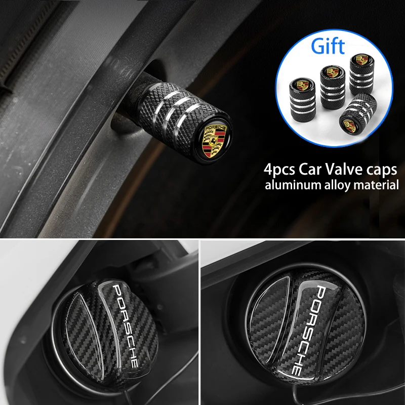 Real Carbon Fiber Car Fuel Tank Cap Cover Sticker Auto Tank Luxury Exterior Decoration For Porsche Cayenne Macan Panamera 718