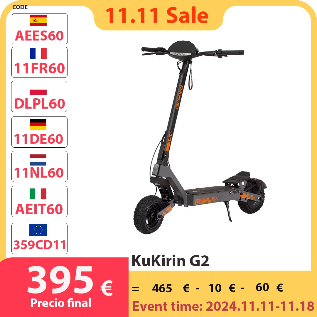 KuKirin G2 Folding Electric Scooter 800W Brushless Motor 10 Inch Vacuum Off-Road Tire EScooter 48V 15AH Battery Max Speed 45km/h