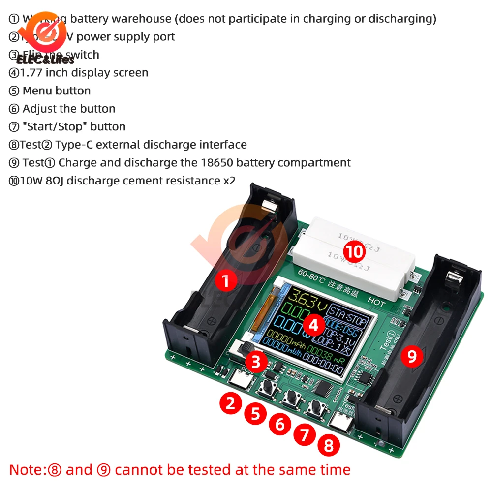 18650 Battery Capacity Internal Resistance Tester Automatic Charging Discharging Module Internal Resistance Tester Type-c Port