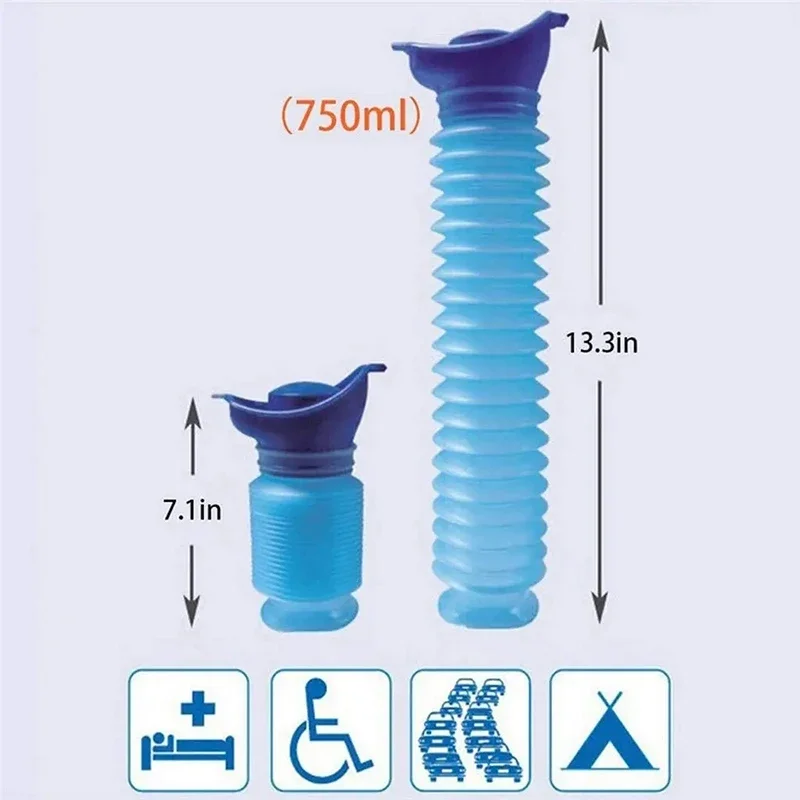 Urinol portátil mictório de carro para acampar, mictório ao ar livre, viagens de emergência, portátil, psiquiatra, vaso sanitário, vazamento, vazamento, 750ml