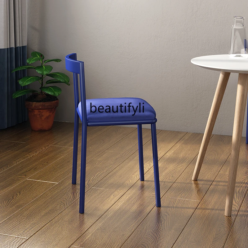 

zqKlein Blue Stool Armchair Home Chair Dining Chair Portable Office Chair