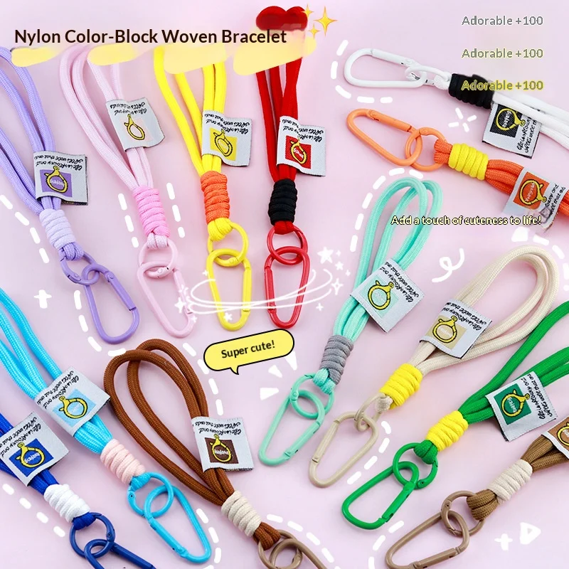 Couple Nylon Braided Wrist Key Lanyard With Carabiner Clip,Backpack Bag Hanging Strap,Pendant Accessory For Car Key & Doll