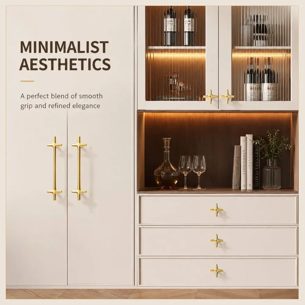 French Cream Style Hardware Cabinet Handles 128mm Zinc Alloy Wardrobe Door Handles Light Luxury Modern Minimalist