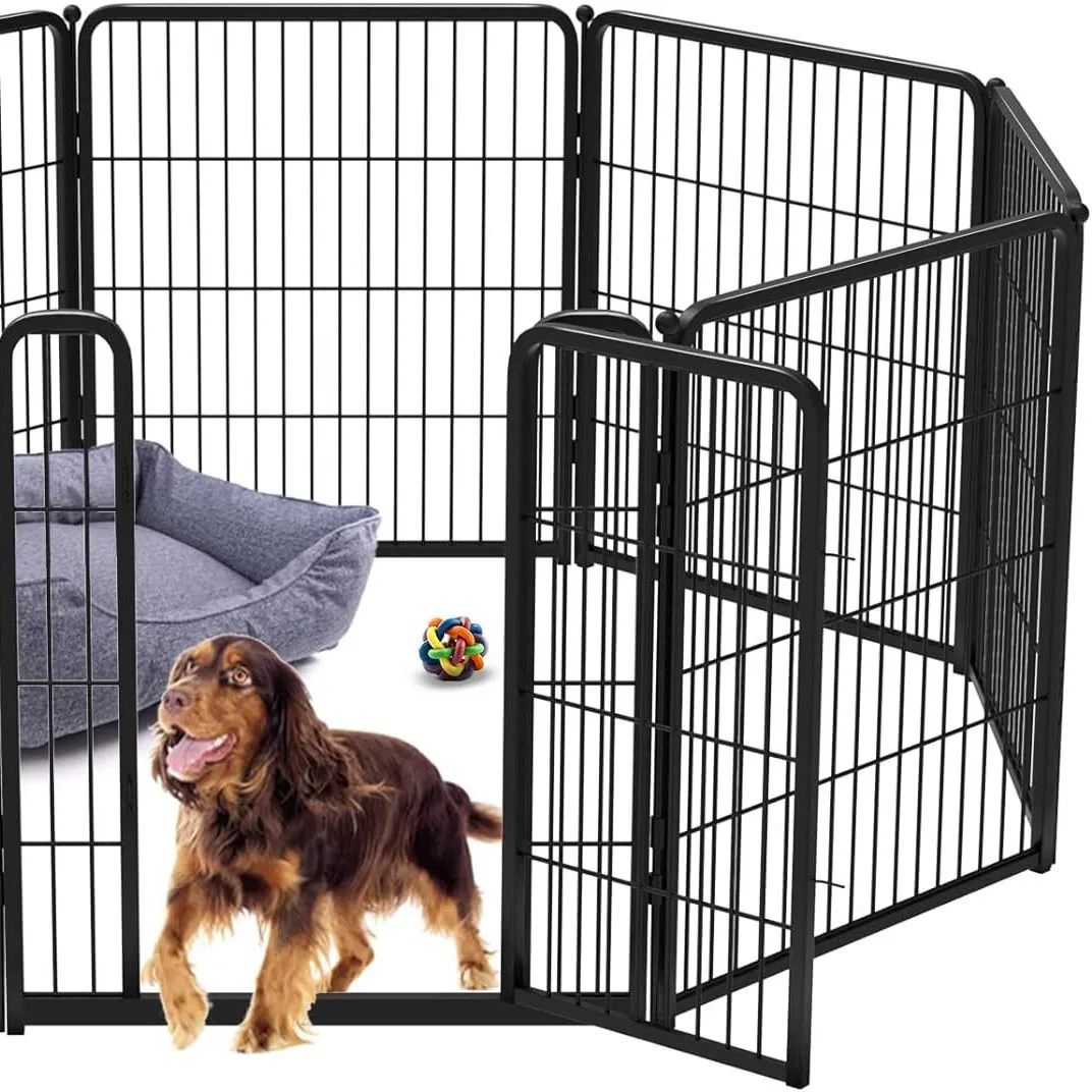 

Medium to Large Dog Fence Cage Indoor Golden Hair Kennel Dog House for Border Collie and Small Pets Metal Material