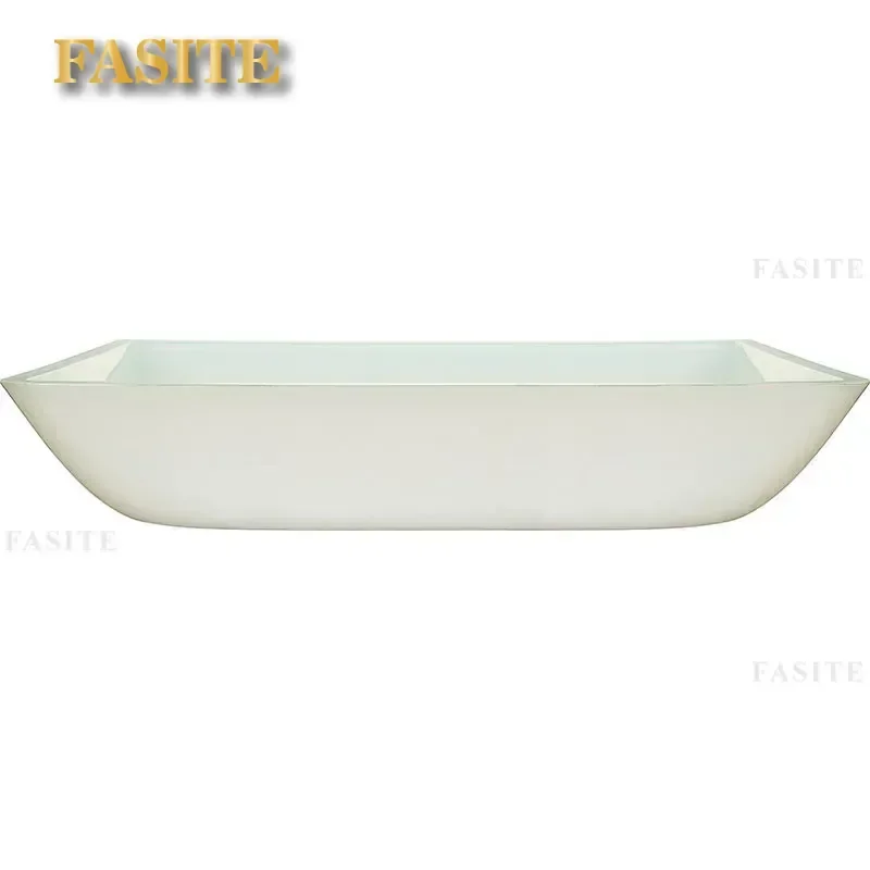 For Frosted Matte Tempered Glass Countertop Basin Long Macaron Style Hotel Household Bathroom Wash Sink Durable Modern Design