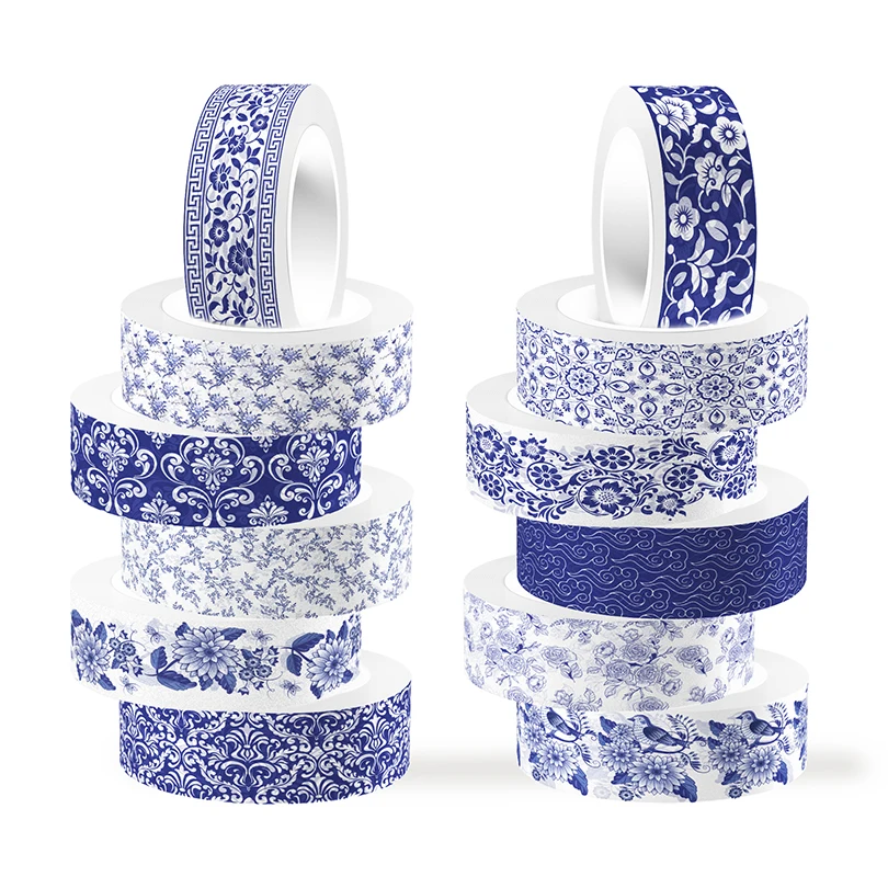 Imagem -02 - Chinaware Washi Fita Diário Decoração Cinta Adesivo Suprimentos Estacionários Fita Adesiva Scrapbooking 5m 12 Pcs