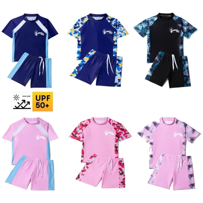 2025 Pool Sports Children Swimsuits Cartoon Short Sleeve Summer Beachwear Girls Swimsuit Kids Bikinis
