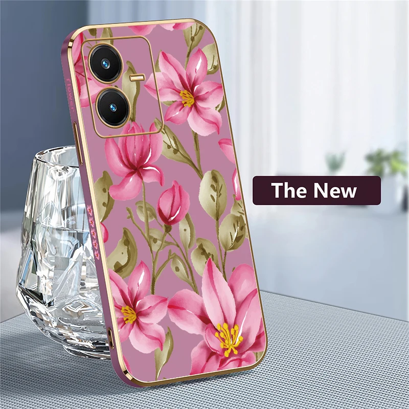 حافظة لهاتف Vivo S18 S16E S15E S12 S10E S1 Pro S17 Pro غطاء خلفي مطلي بالزهور مقاوم للصدمات