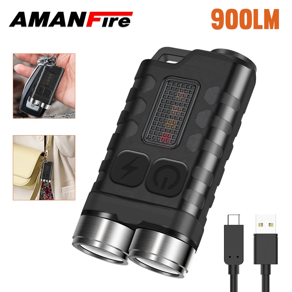 

Amanfire V3 Flashlight 900LM EDC Keychain LED Light 10 Modes Waterproof UV Pet Urine Stains Detector Torch