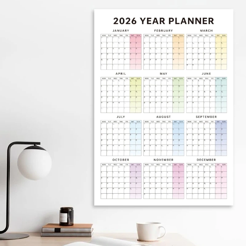 

Q5WA 2026 Wall Calendar Planner Dated Full Year to View Calendar Yearly Planner Family Home Organiser for Daily Planning