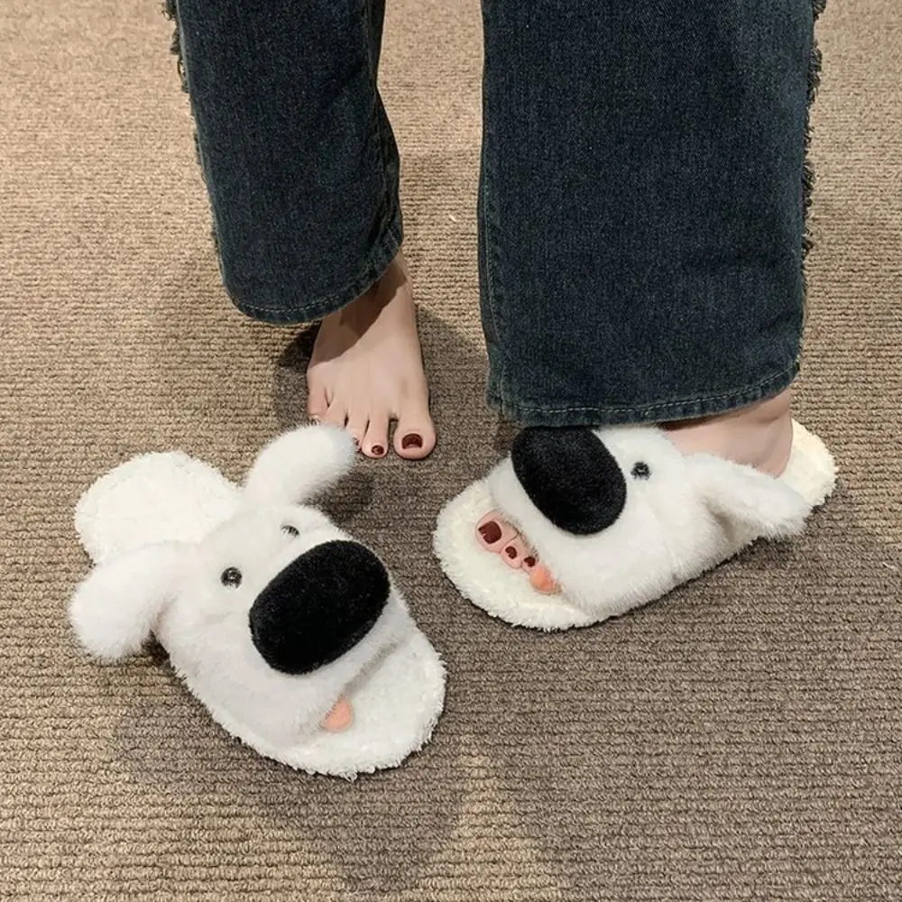 Homewear آذان طويلة الكلب النعال لينة الشتاء الكرتون فروي النعال لطيف المضادة للانزلاق المنزل أحذية قطنية الهدايا #3