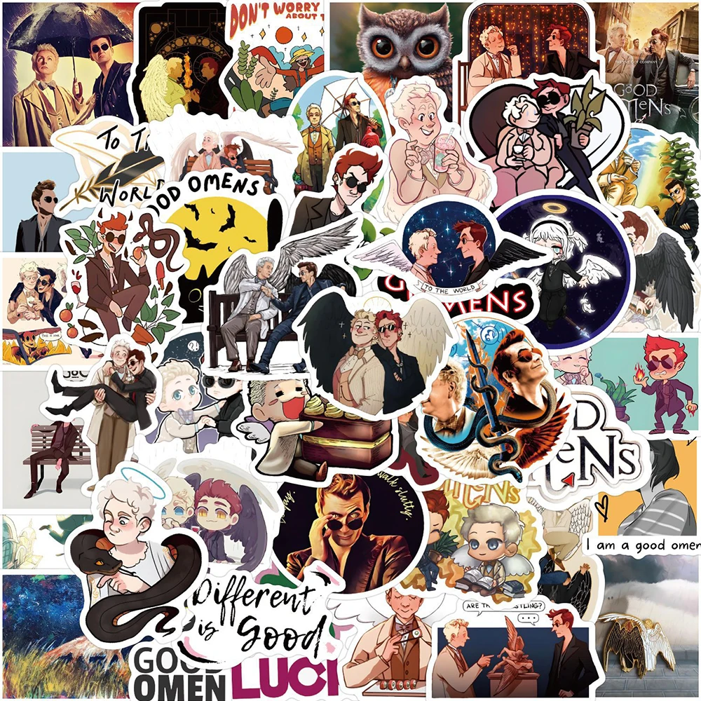 

10/30/50/100pcs Funny Movie Good Omens Stickers Angels Demons Sticker Aesthetics Laptop Scrapbooking Skateboard Decal Decoration