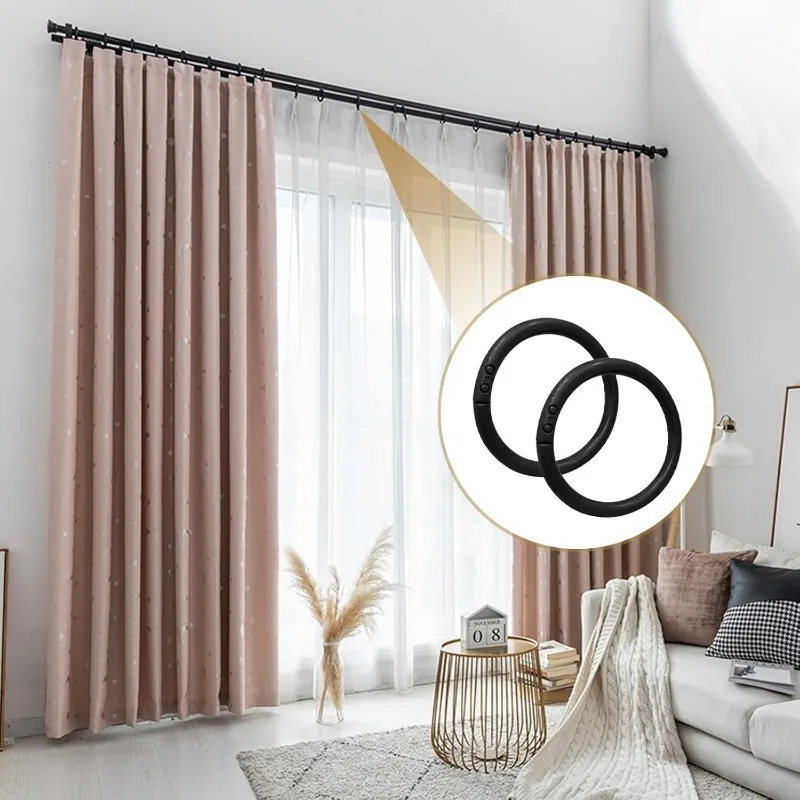 40Pc Open Curtain Rings 50mm Curtain Rings Round Rings Shower Curtain Clips Plastic Clips for Curtains Rods Bathroom Accessories