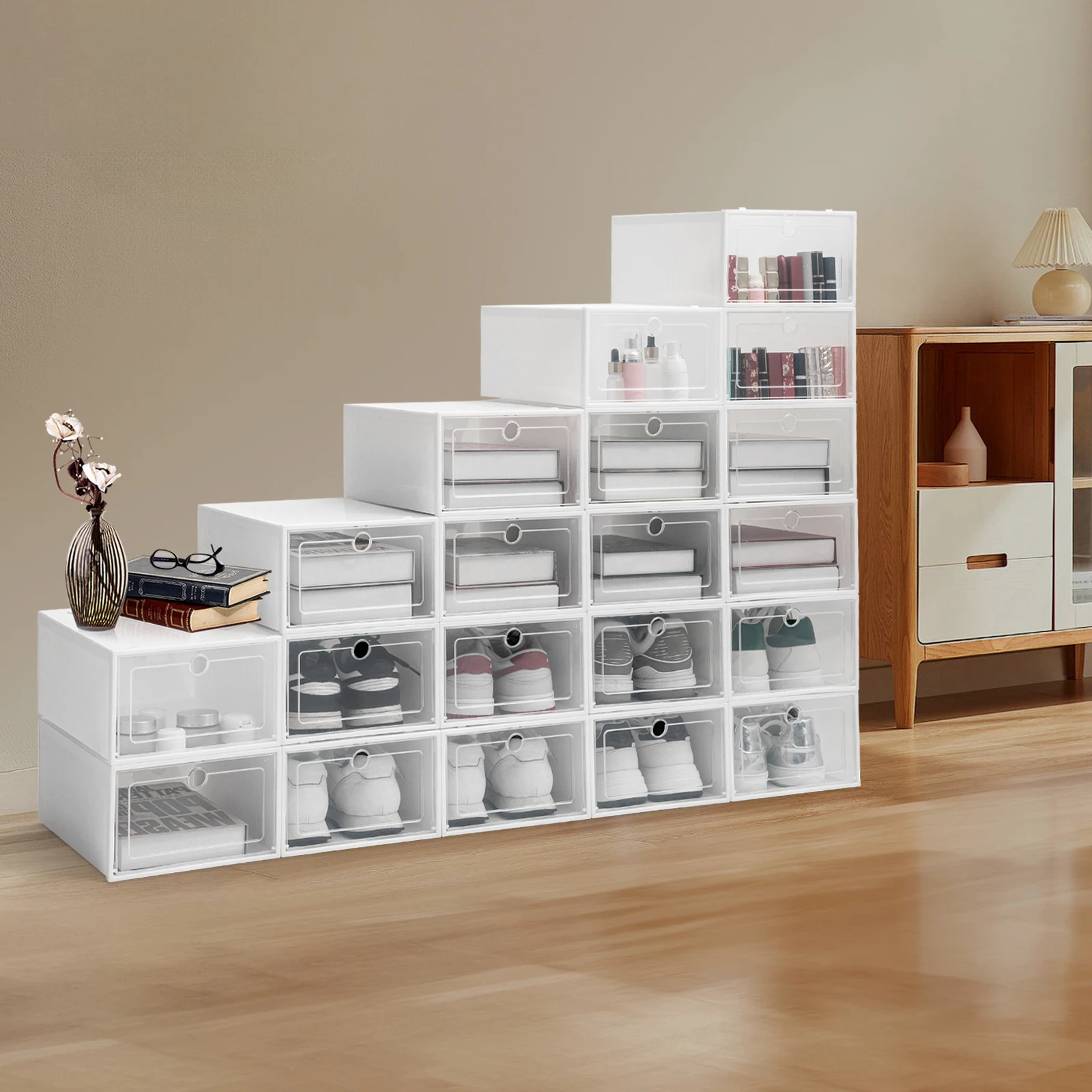 

20pcs/set Antioxidant shoe cabinet High Transparent slippers sneakers storage shoes box dustproof shoe organizer box